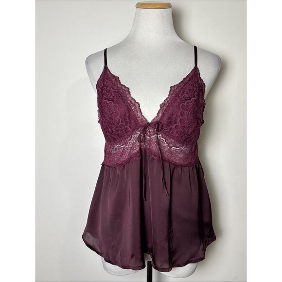 Victoria's Secret Babydoll Cami Top XL Coquette Dark Fairy Goth Lace Romantic - Picture 1 of 7